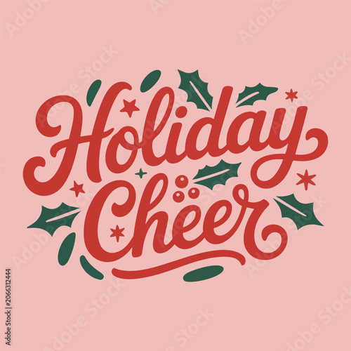 Bild auf Leinwand Holiday cheer festive greeting with stars and ornaments