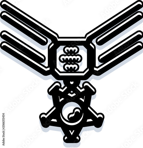 Obraz na plátně Military recognition medal icon featuring a badge and ribbon design symbolizing