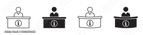 Information Desk Receptionist Icon Set Vector
