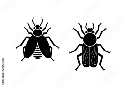 Black Beetle Insects Silhouette