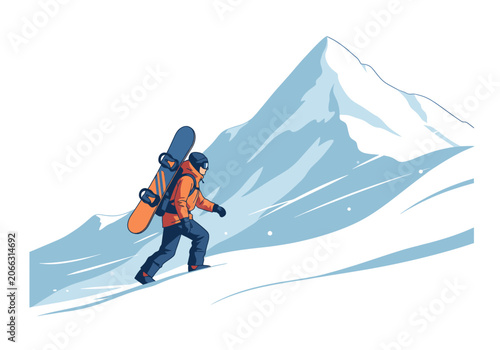 Cuadro en lienzo Snowboarding adventure up a majestic snowy mountain landscape winter sports outd