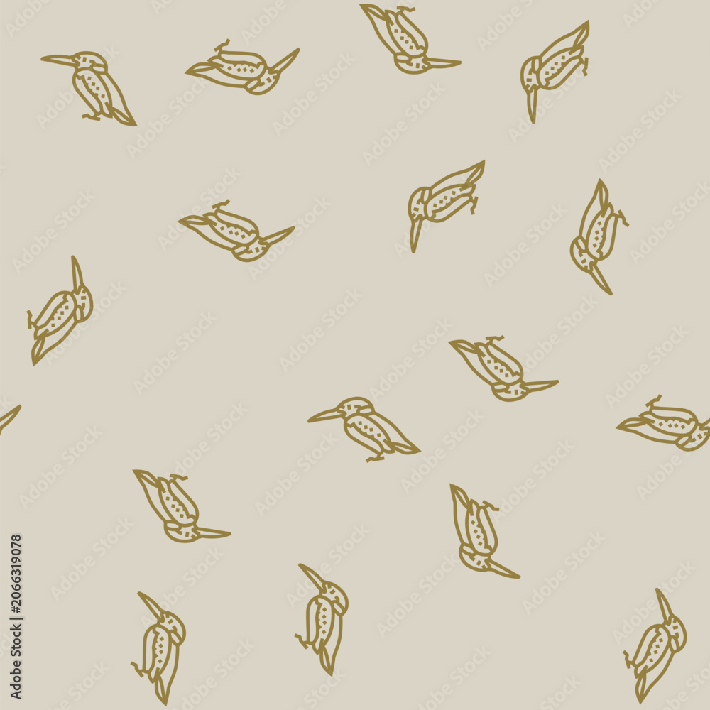 Fototapeta premium kingfisher bird exotic vector line seamless pattern kingfisher bird exotic sign illustration