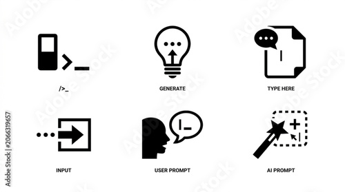 Ai chatbot interface symbols with user input generation