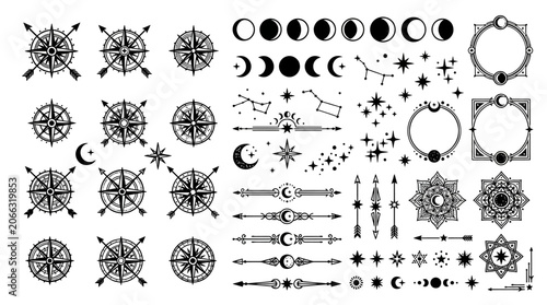 Collection of various celestial symbols.