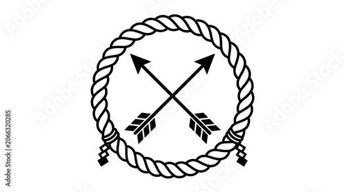 Crossed Arrows in Rope Circle Symbol.