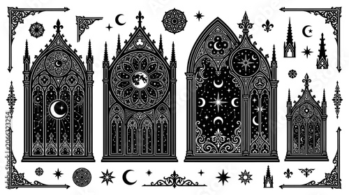 Gothic Windows with Lunar Details.