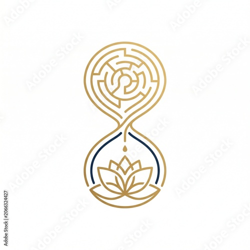 Golden maze lotus flower meditation symbol.