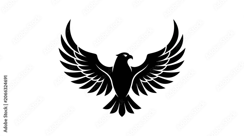 Fototapeta premium Black silhouette of a bird flying.