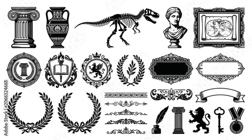 Collection of antique decorative elements.