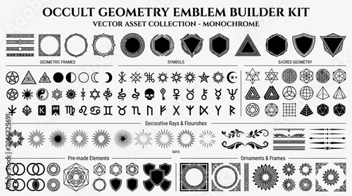 Occult geometry emblem builder kit symbols.