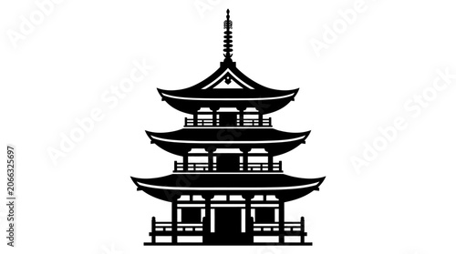 Traditional Asian Pagoda Tower Architecture.