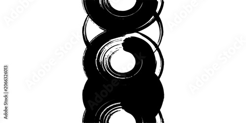 Εκτύπωση καμβά A series of bold black ink circles, reminiscent of traditional Japanese calligraphy, create an abstract vertical pattern against a clean, minimalist backdrop