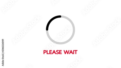 please wait circle loading progress bar animation on white background.
