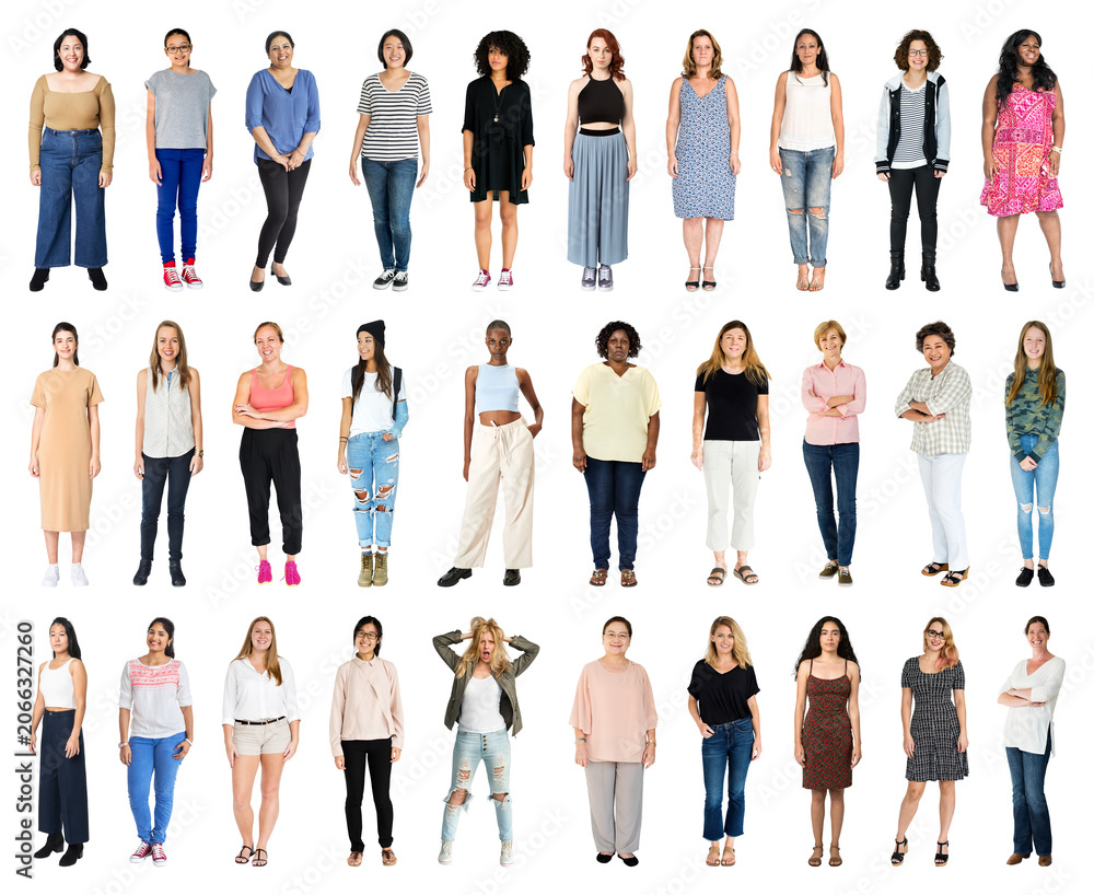 Obraz premium PNG Diverse group of women standing on transparent background