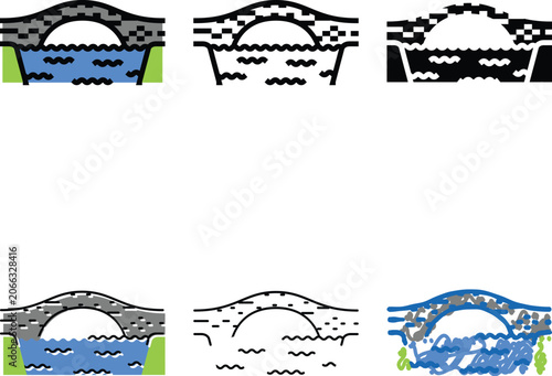 Quadro su tela mix box girder bridge color icon vector
