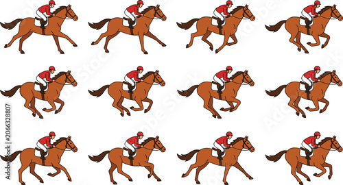 Foto Horse racing sprite sheet animation sequence vector collection set featuring sid