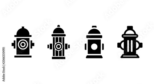 Tableau sur toile Four different black silhouettes of fire hydrants