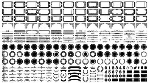 Black and white various shapes icons.