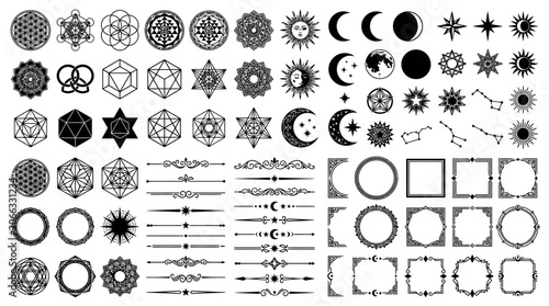 Geometric shapes and symbols collection.