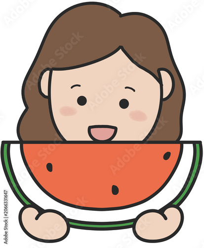 여름 수박 든 사람