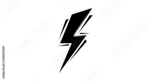 Dynamic black stylized lightning bolt graphic symbol with sharp edges, representing speed, energy, power, and electricity.