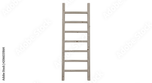Wooden ladder with rungs and weathered texture displayed on transparent background rung steps climbing construction rustic aged grain vertical structure