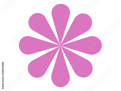 Pink Geometric Daisy Flower Shape, Minimalist Eight Petal Floral Motif, Vector Abstract Blossom Graphic