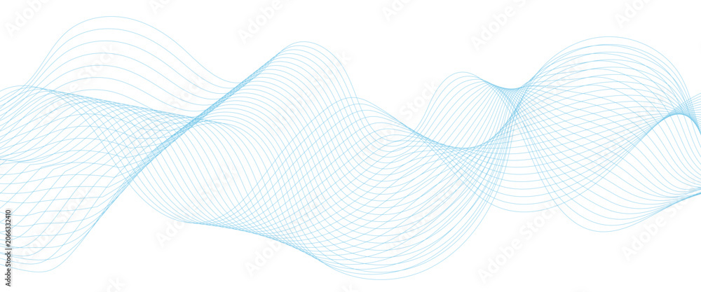 Fototapeta premium Abstract blue gradient line technology business wavy background. minimal paper waves flow line. minimal paper grid web smooth line. digital vector web soundwave pattern texture.
