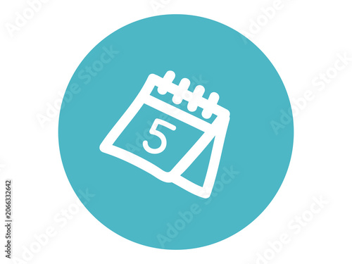 Circular Calendar Icon with Number Five, Schedule and Event Booking Symbol, Vector Flat Deadline Graphic