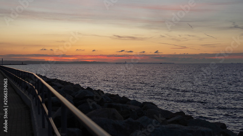 Fotografía Sunset on the Baltic Sea from the World War II Westerplatte