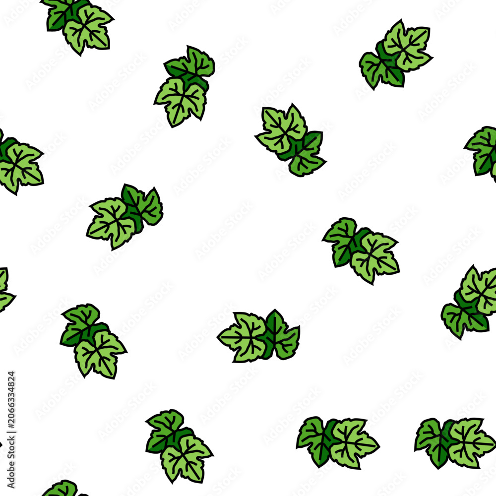 Fototapeta premium leaf green grape vector seamless pattern leaf green grape sign illustration