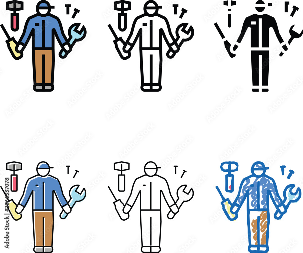 Obraz premium handyman worker color icon vector. handyman set worker sign. isolated symbol