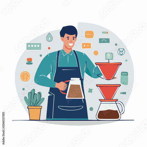Barista Making Pour-Over Coffee