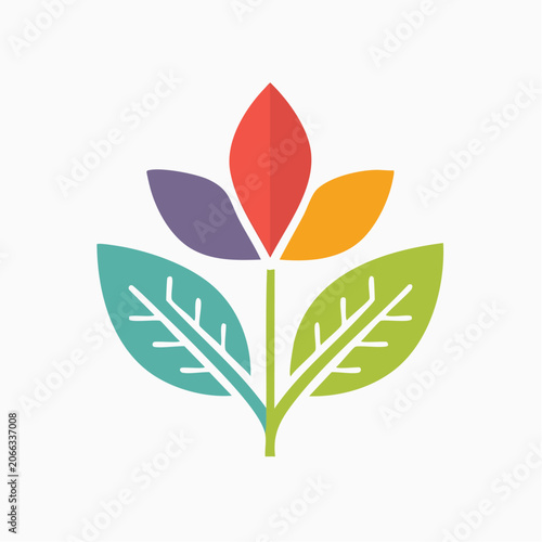 Abstract colorful flower logo with leaves