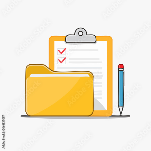 Clipboard with Checklist and Folder Icon