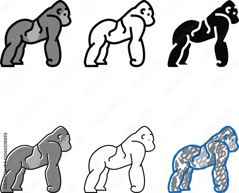 Fototapeta premium gorilla wild styleset animal color icon vector. gorilla wild animal sign. isolated symbol