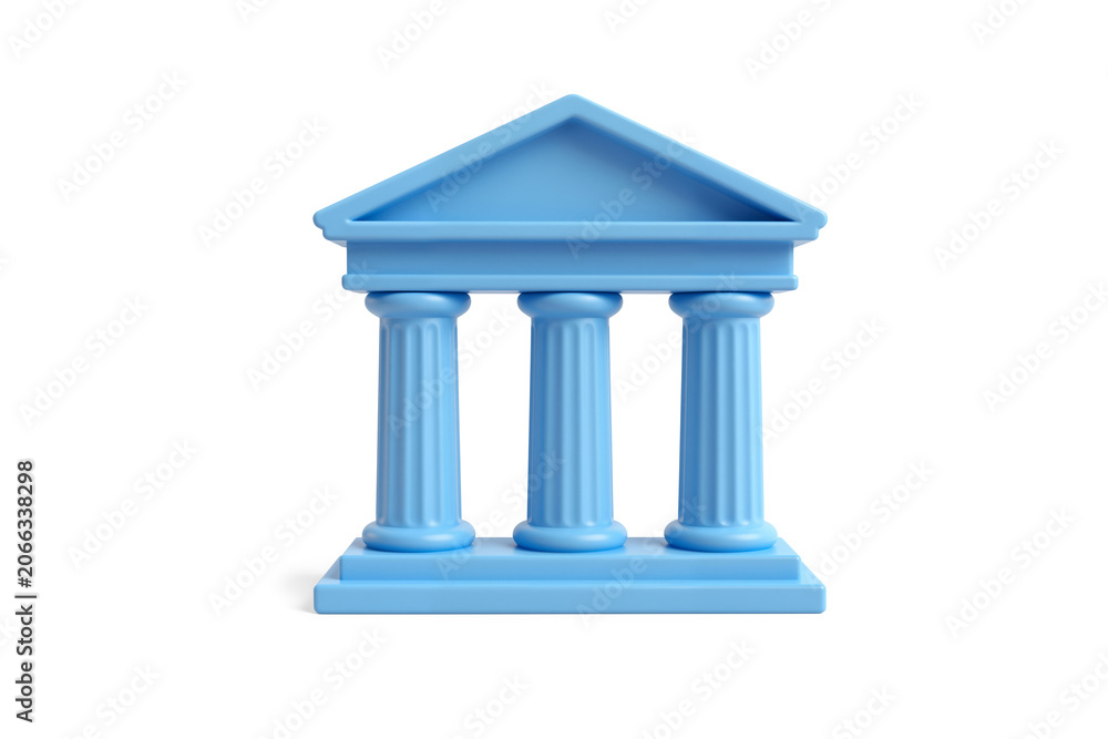 Naklejka premium Minimalist Greek Temple Icon with Three Columns and Triangular Roof
