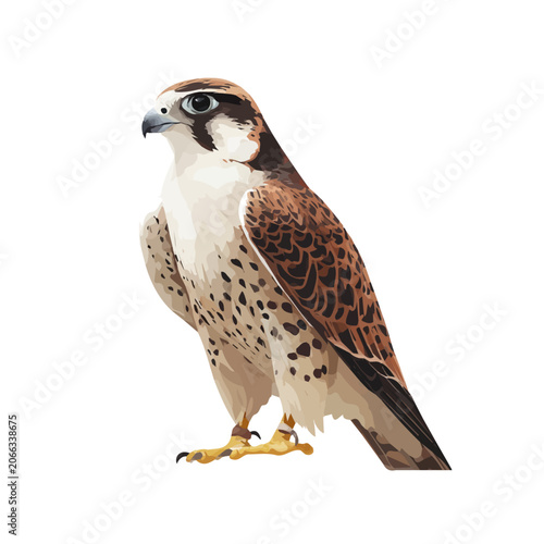 Falcon, 2D flat vector illustration in icon style, isolated on a white background