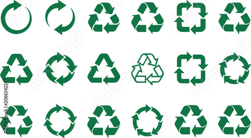 Green Recycling Symbols In Various Designs And Arrangements vector untitled