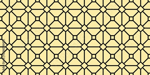 Seamless geometric pattern with black lines on a yellow background. Elegant abstract tile vector background.