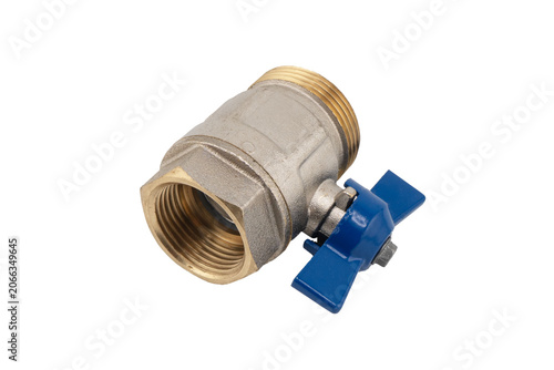Plumbing fitting for pipes isolated on white background. Brass water fitting adapter isolated.