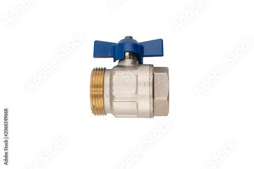 Plumbing fitting for pipes isolated on white background. Brass water fitting adapter isolated.