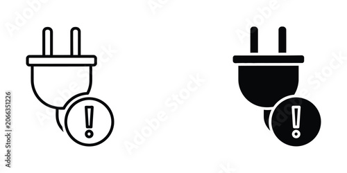 Canvastavla Electrical plug icons with warning exclamation mark symbol for power failure or