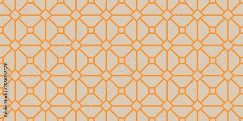Seamless geometric pattern with orange lines on a beige background. Elegant abstract tile vector background.