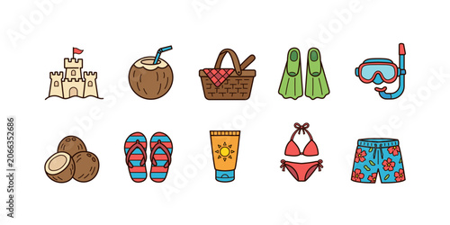 Summer Vacation Beach Icon Set