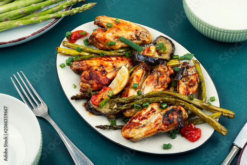 Baked Chicken Pieces on a Plate