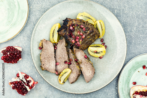 Baked Meat Served on a Plate