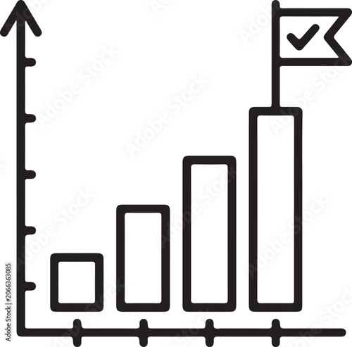 Productivity Bar Chart Growth Checkmark Outline Icon