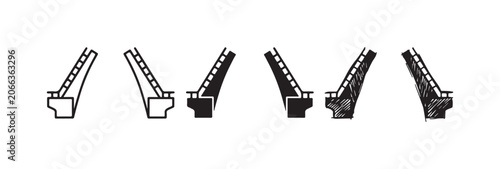 Bild auf Leinwand Set of six drawbridge or bascule bridge icons showing an opening, in outline, so