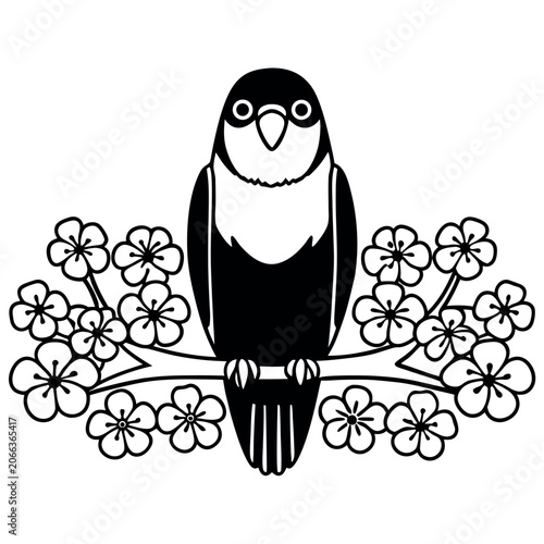 vector illustration of a bird on branch